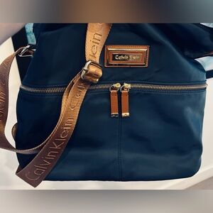 Calvin Klein Blue and Brown Crossbody Bag